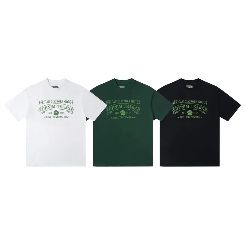 D312# DENIM TEARS Kapok classic pure cotton loose unisex white short-sleeved T-shirt 16 P100 S-XL